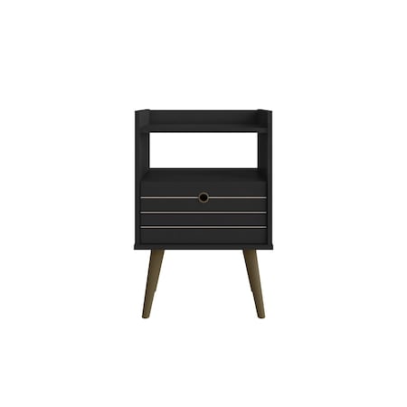 Manhattan Comfort Bogart Nightstand in Black and Nature 256BMC8